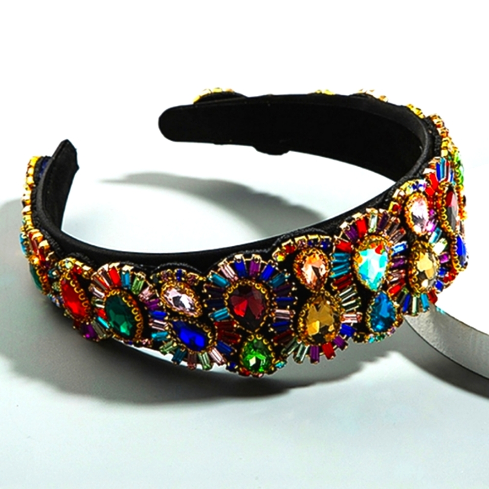 Multicolored Jeweled Crystal Headband with Scalloped Design ~ New in Box